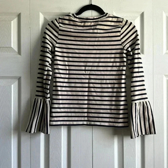 Madewell Stripe-Play Ruffle-Cuff Scoop Neck Long Sleeve Flare Bell Cuff Top XXS - Picture 8 of 8